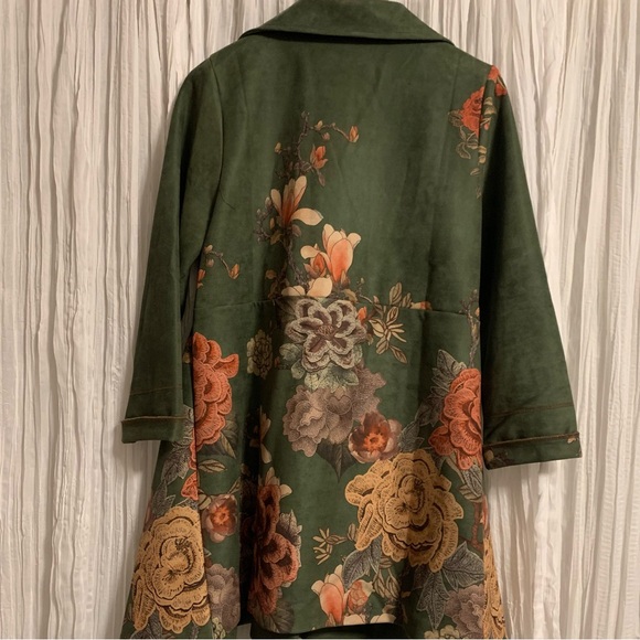 Anis.A Floral blooming soft asymmetrical button coat wearable art M - Picture 4 of 17